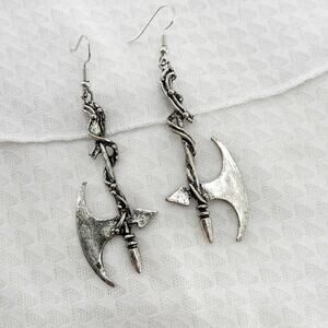 Gothic Vine Wrapped Executioner's Axe Dangle Earrings